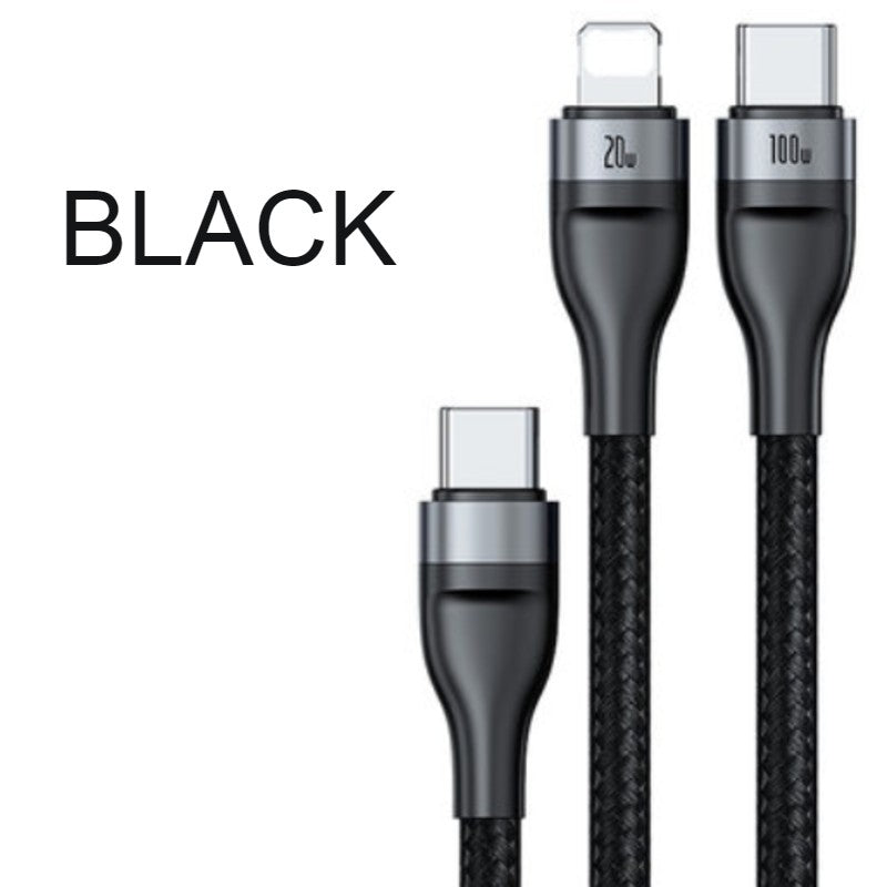 BowLift | 2-in-1 Fast-charging Charging Cable, Type-C to Lightning & Type-C, with BPS II, Support 100W Power Output (1.2m)