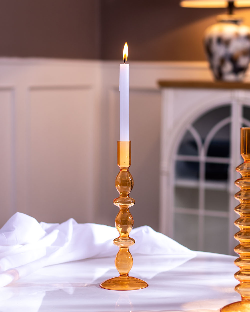 BowLift | Magnificent Glass Candlestick holder - Orange