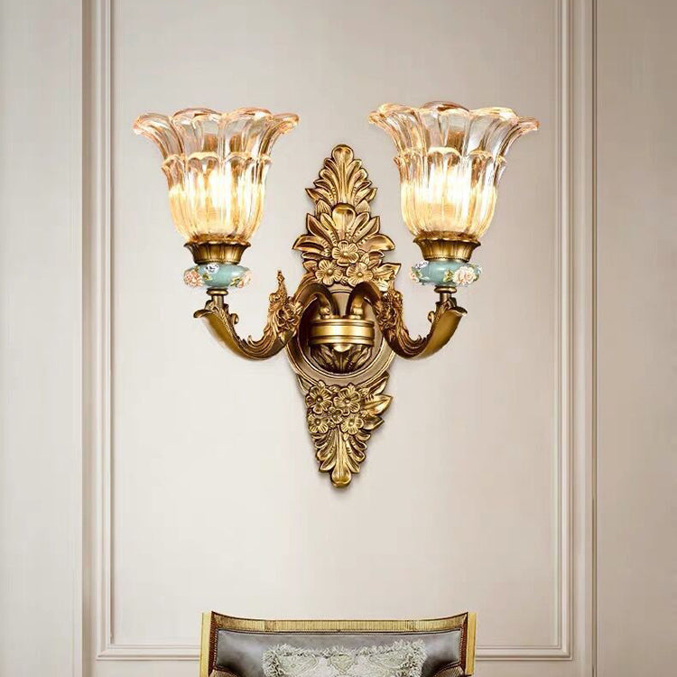 BowLift | FlorisLuxe European Wall Lamp | Blossom Design | 1-2 Flames | High-Quality Resin & Glass | Elegance for Living Room & Hallway