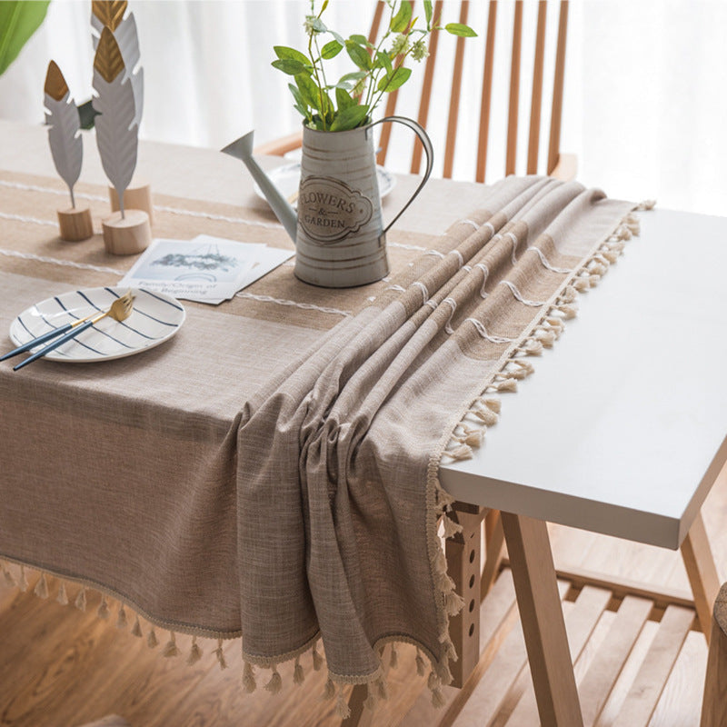 BowLift | Waterproof Oil-resistant Rectangular Tablecloth Cotton Linen Wrinkle-resistant Tablecloth for Kitchen Dining Room Buffet Party