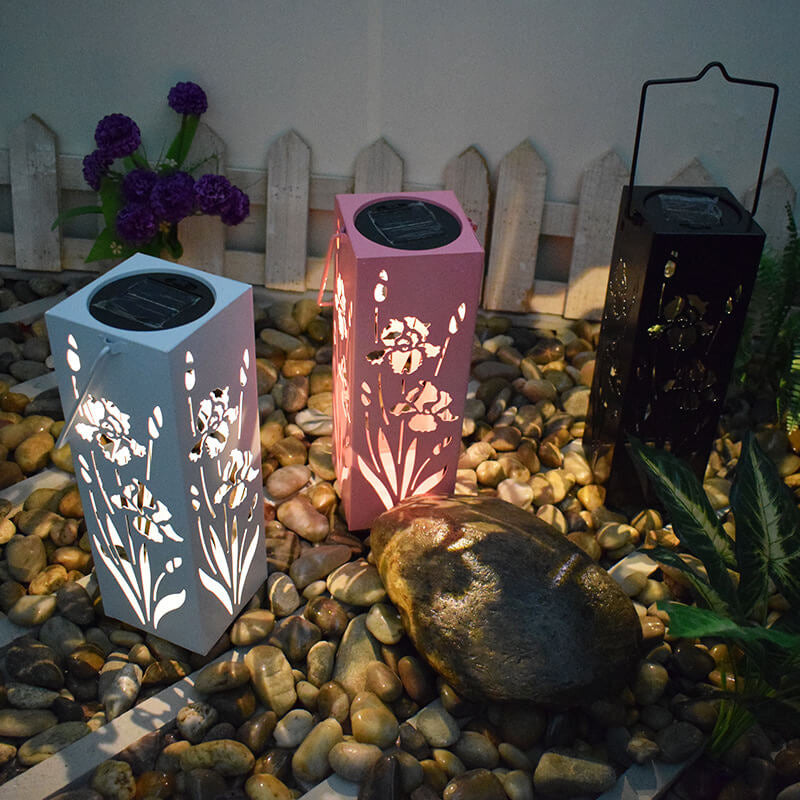 BowLift | Solar Butterfly Rose Pattern Hollow Column LED Outdoor Waterproof Decorative Lamp
