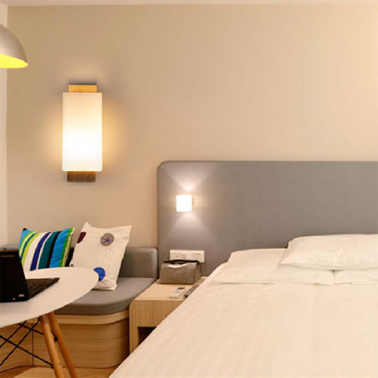 BowLift | Modern minimalist solid wood square glass column 1-light wall sconces lamp