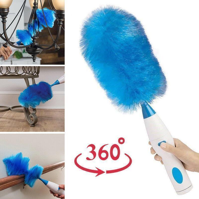 BowLift | 360° rotating electric spin duster motorized dust cloth with 2 brushes