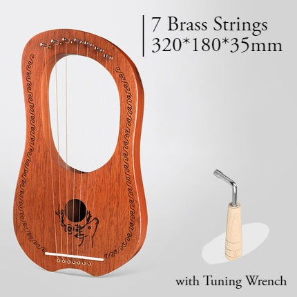 BowLift | 16 Brass String Mahogany Lyre Harp with Tone Wrench for Children, Teenager & Adults
