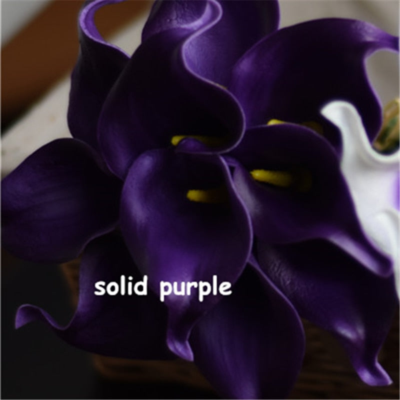 BowLift | 10 marine blue Calla lily PU Real Touch flowers wedding decoration bouquets table decoration artificial flowers home decor