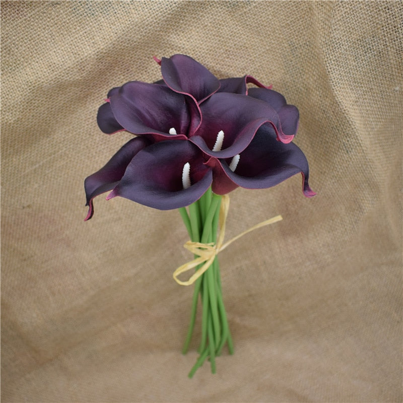 BowLift | 10 marine blue Calla lily PU Real Touch flowers wedding decoration bouquets table decoration artificial flowers home decor