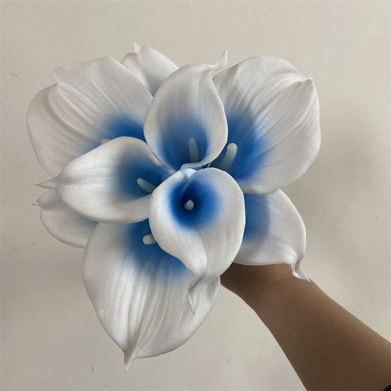 BowLift | 10 marine blue Calla lily PU Real Touch flowers wedding decoration bouquets table decoration artificial flowers home decor