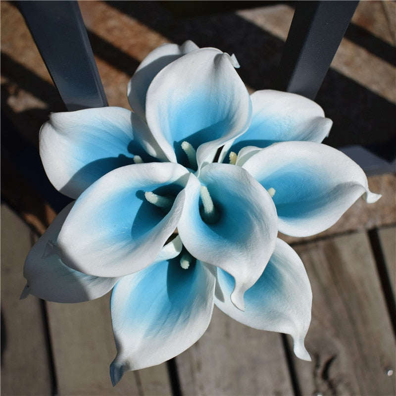 BowLift | 10 marine blue Calla lily PU Real Touch flowers wedding decoration bouquets table decoration artificial flowers home decor