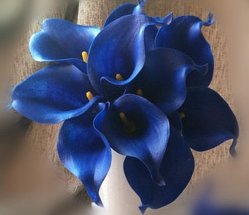 BowLift | 10 marine blue Calla lily PU Real Touch flowers wedding decoration bouquets table decoration artificial flowers home decor