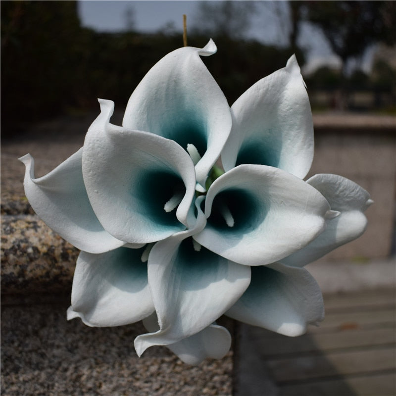BowLift | 10 marine blue Calla lily PU Real Touch flowers wedding decoration bouquets table decoration artificial flowers home decor