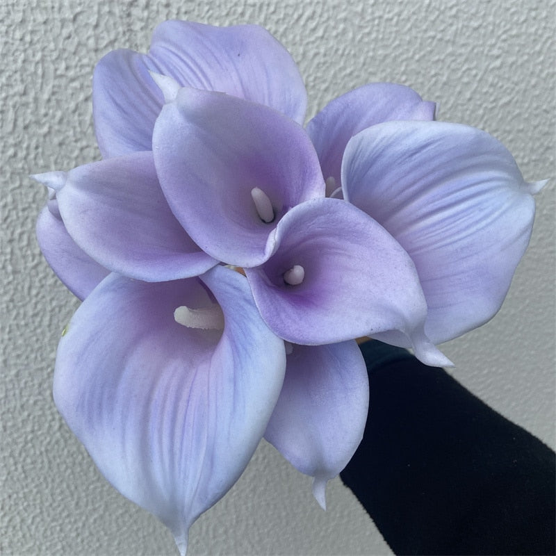 BowLift | 10 marine blue Calla lily PU Real Touch flowers wedding decoration bouquets table decoration artificial flowers home decor