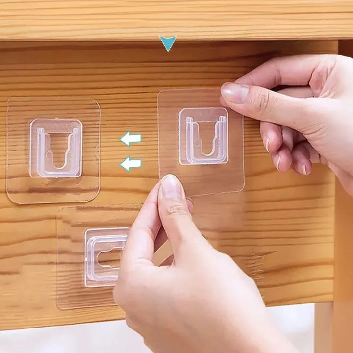BowLift | 10 Pair Transparent Wall Hooks – Strongly Adhesive & Versatile