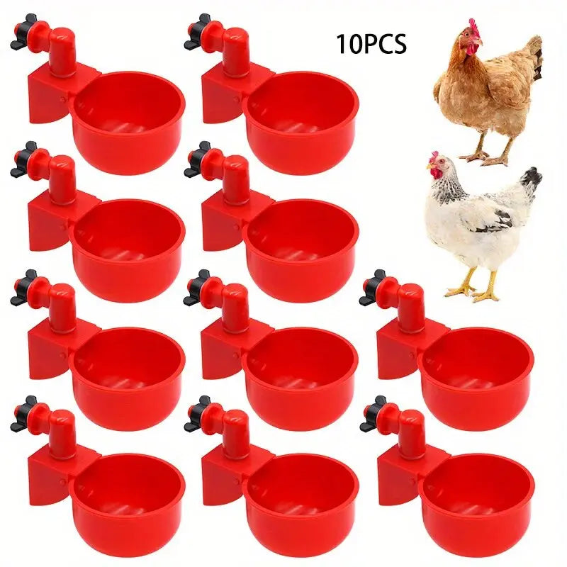 BowLift | 10 Piece Automatic Drinking Cups for Poultry – For Fresh Water Around the Clock
