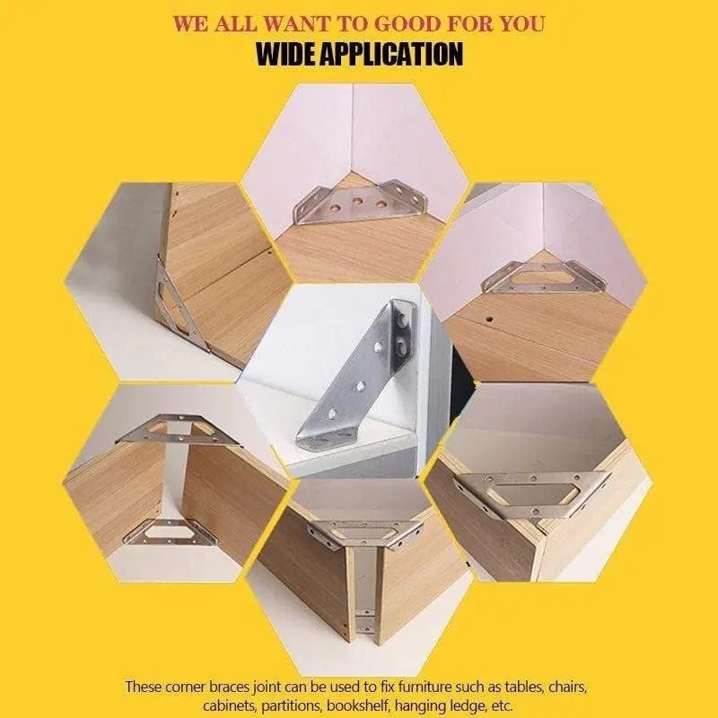 BowLift | 10 Pieces Furniture Corner Connectors made of Stainless Steel – Robust Support Brackets