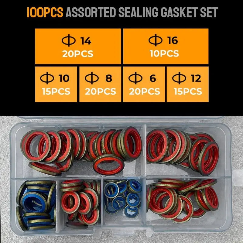 BowLift | 100 pieces rubber sealing washers assorted sealing set