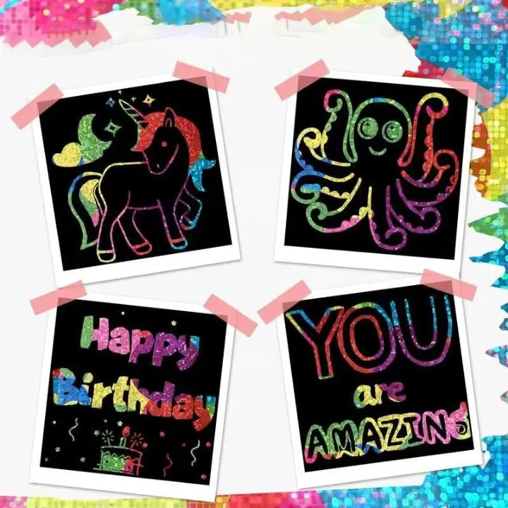 BowLift | 100 pieces rainbow scratch paper – creative, colorful & child-friendly