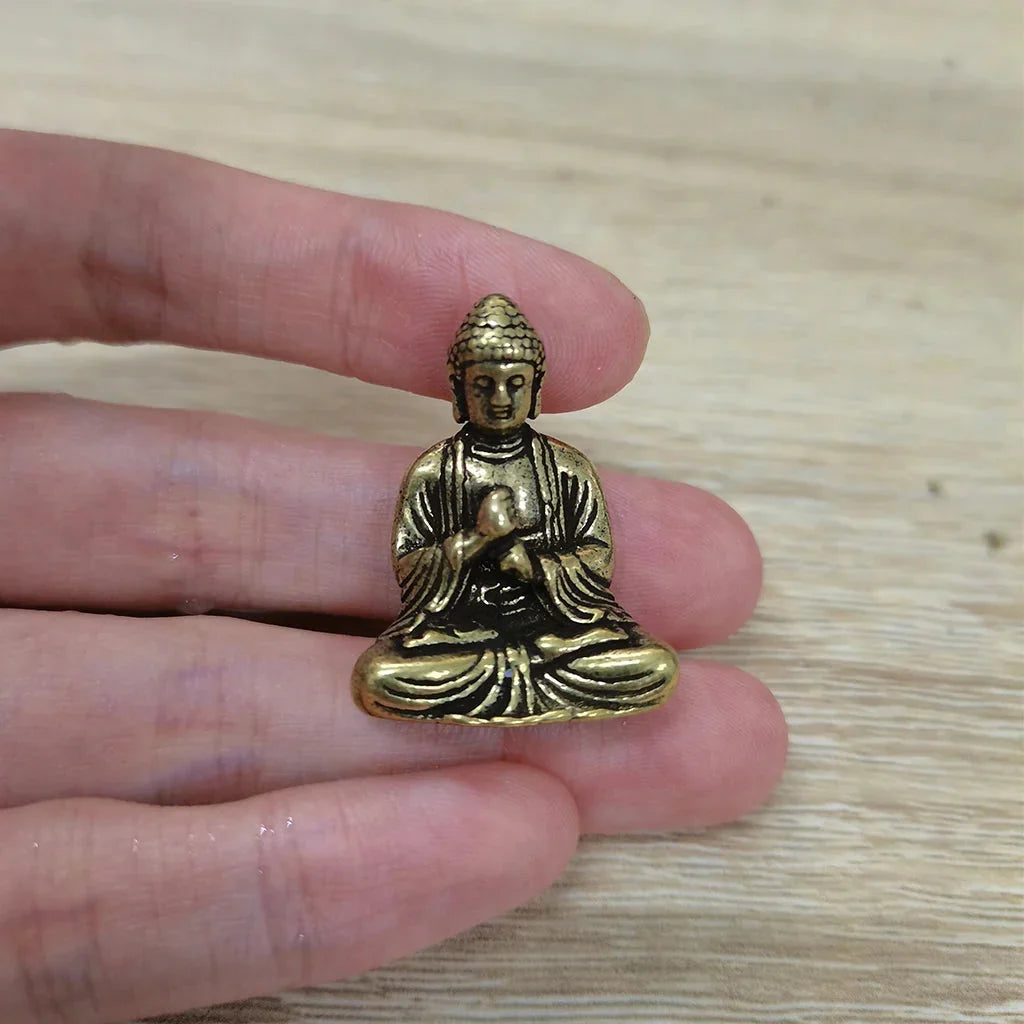 BowLift | 10 pieces mini brass sitting Buddha statue figure for travel Buddhism worship home office desk decoration