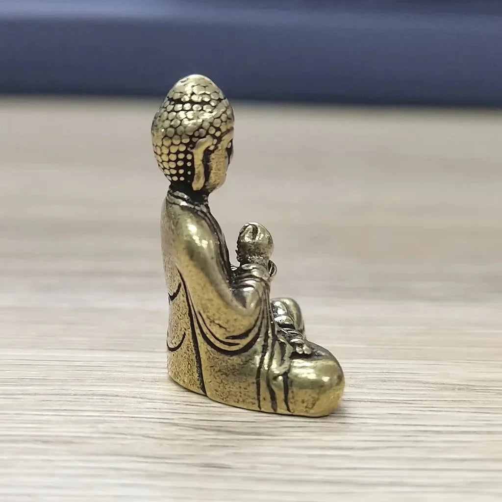 BowLift | 10 pieces mini brass sitting Buddha statue figure for travel Buddhism worship home office desk decoration