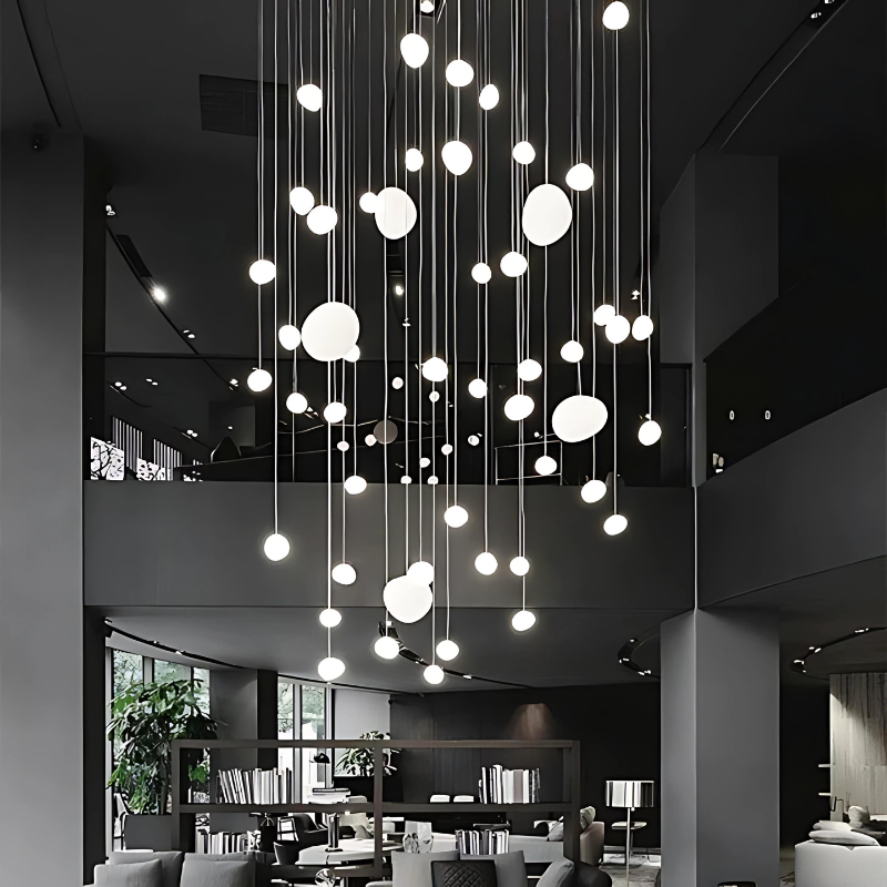 BowLift | GloStone | Elegant Glass Pebble Pendant Light
