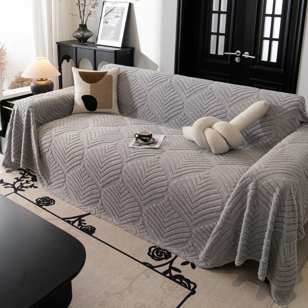 BowLift | Herringbone Leaf Design Fleece Sofa Cover