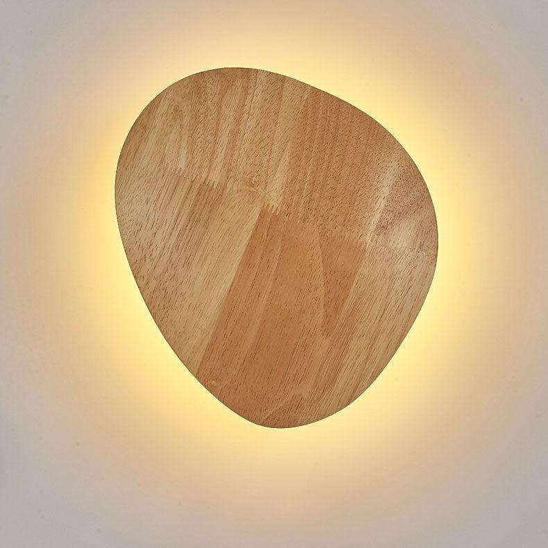 BowLift | Modern Minimalist Round Irregular Oval Wood LED Wall Light Lamp for Living Room
