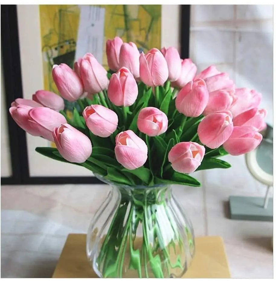 BowLift | 10-piece set artificial tulips made of latex – stylish and durable decorative flowers