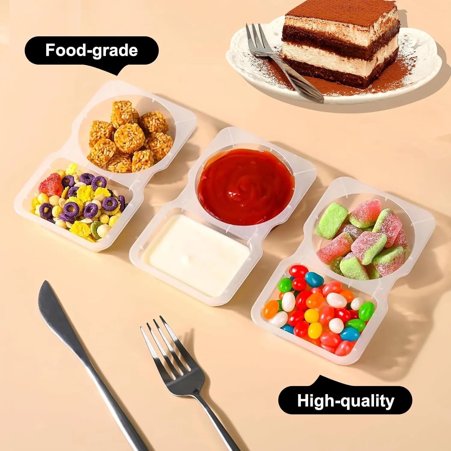 BowLift | 10-piece set reusable snack containers (130 ml) – With double chamber & leak pRedection