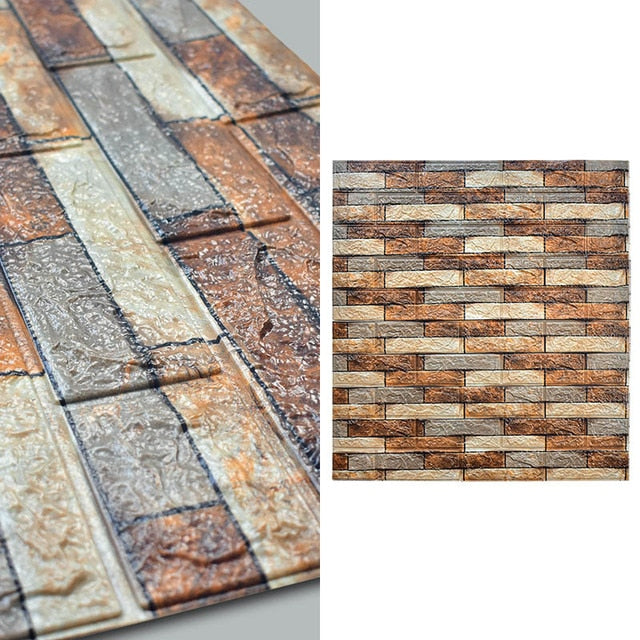 10pcs 3D Brick Pattern Waterproof Self-Adhesive Wallpaper | Bowlift