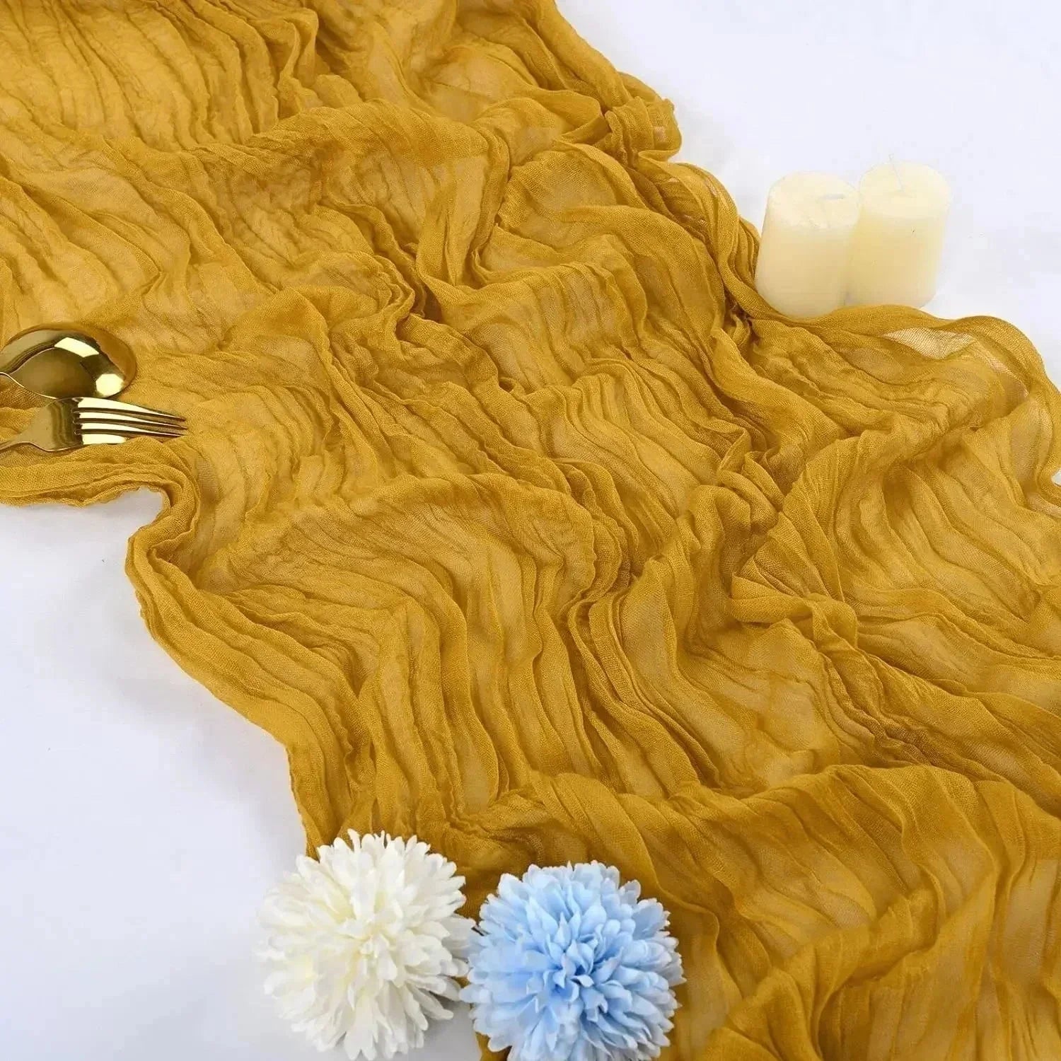 BowLift | 10 pieces voile cheese cloth table runner semi-transparent gauze dining table decoration for wedding party, wedding arch draping cloth