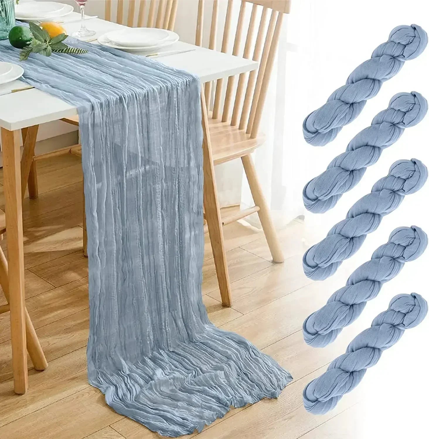 BowLift | 10 pieces voile cheese cloth table runner semi-transparent gauze dining table decoration for wedding party, wedding arch draping cloth