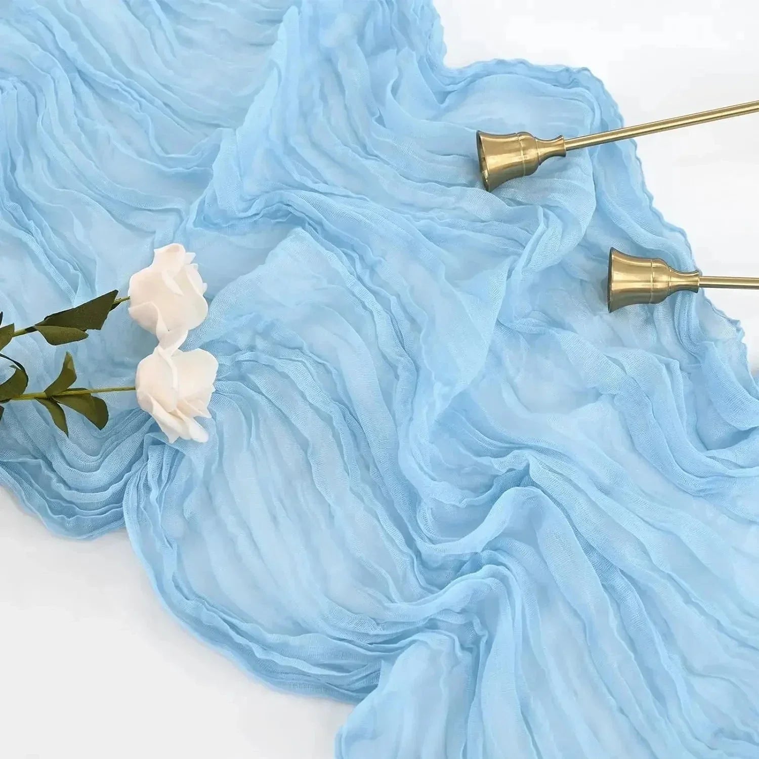 BowLift | 10 pieces voile cheese cloth table runner semi-transparent gauze dining table decoration for wedding party, wedding arch draping cloth