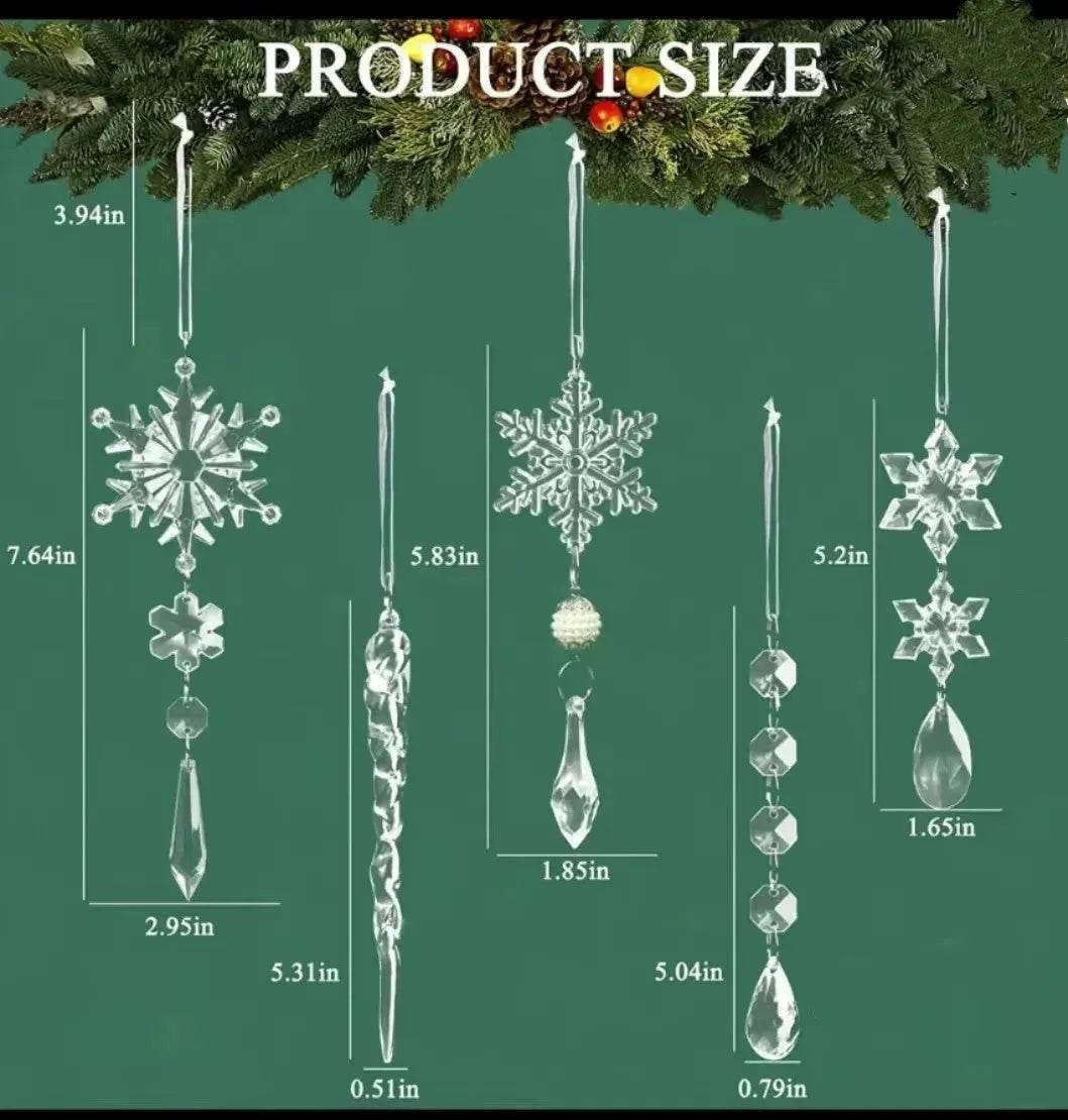 BowLift | 10pcs Christmas Tree Hanging Pendants Acrylic Ice Strip Snow Ceiling Xmas Ornaments New Year Christmas Decoration Home Decor