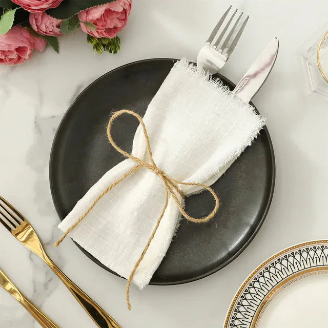 10pcs Napkin Reusable Tea Towel Table Décor Retro Burrs napkin | Bowlift