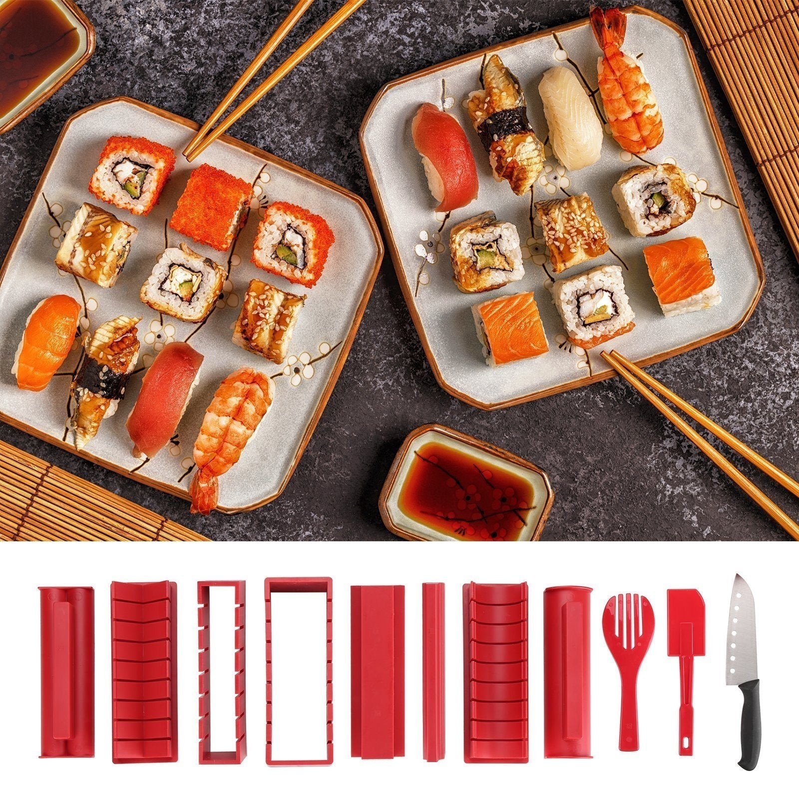 BowLift | 11-piece: Sushi Maker Set Sushi Rolls with high-quality Sushi Knife