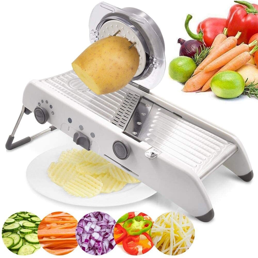 BowLift | Mandoline Vegetable Slicer | Adjustable 304 Stainless Steel Blades for Even Slices, Sticks & Cubes in Professional Kitchen Use