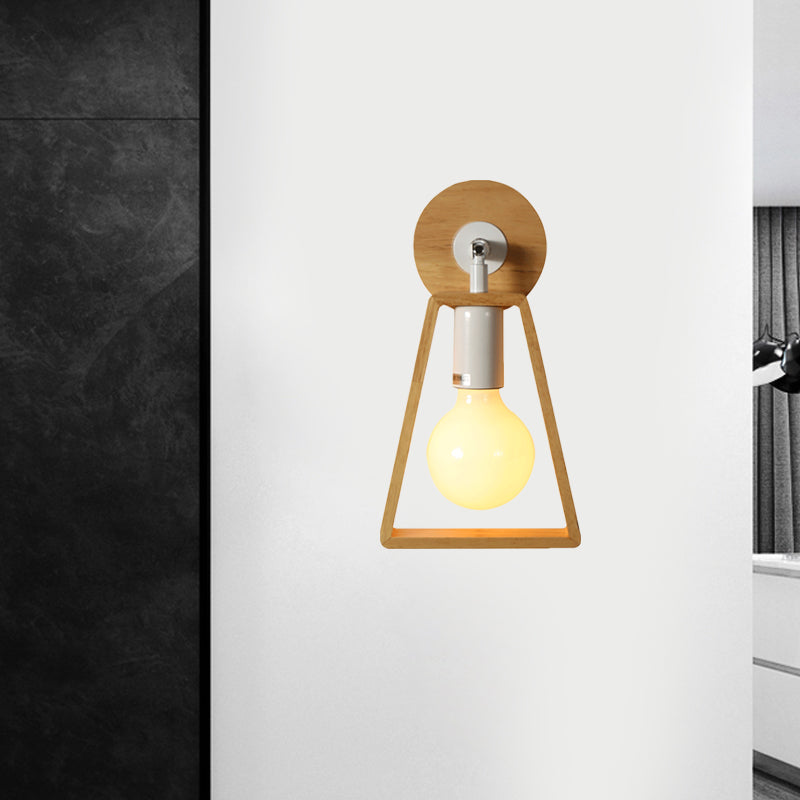 BowLift | 1 head swivel trapeze wall lamp modern design beige wood wall light for bedroom