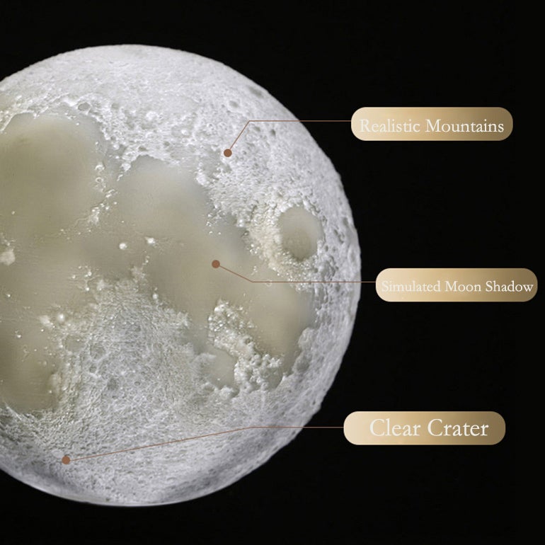 BowLift | Creative Mini Rechargeable 3D Printed Moon 1-Light LED Table Lamp