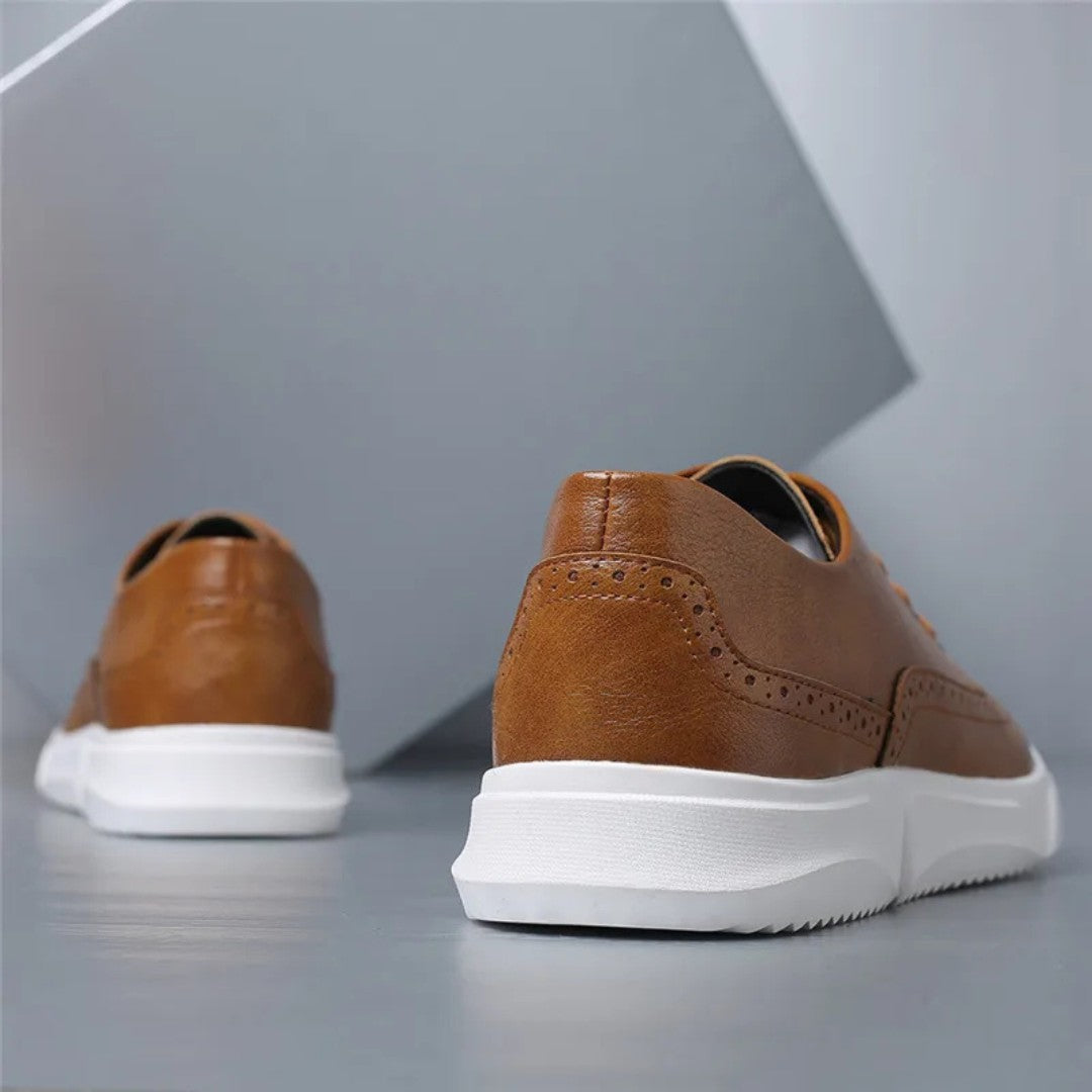 Leather Brogue Sneakers with Rubber Sole