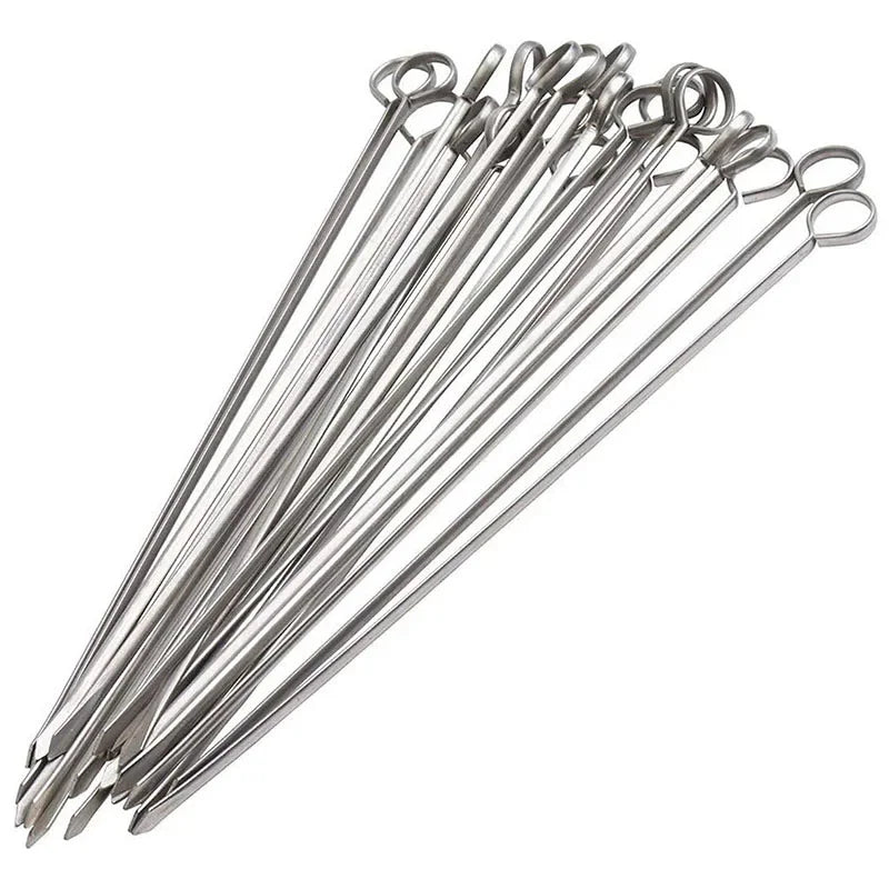 12" Stainless Steel Grilling BBQ Meat Skewers Grilling BBQ Tools 12pcs | Bowlift