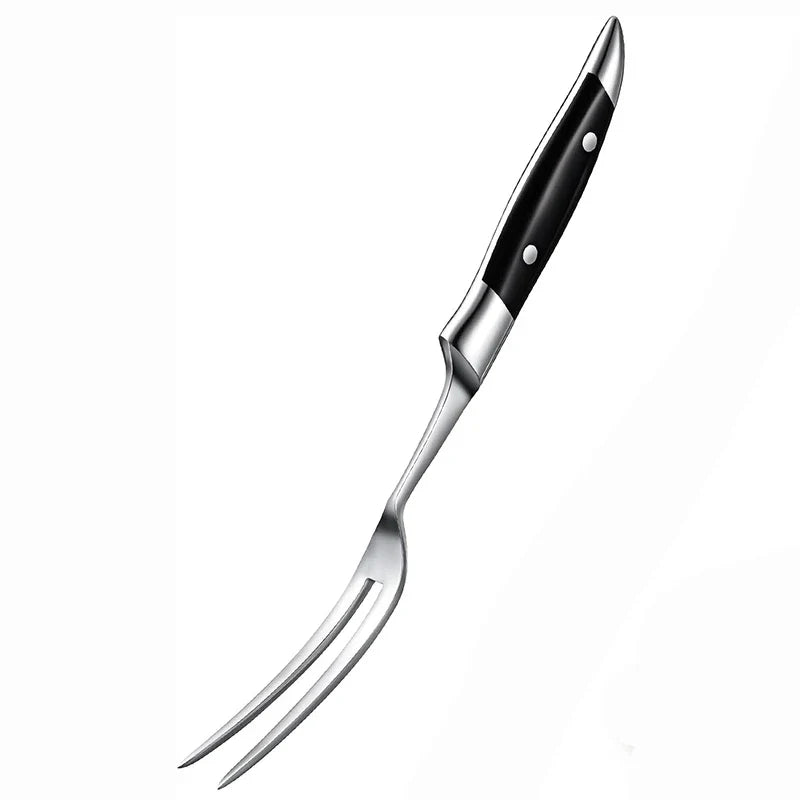 12" Stainless Steel Meat Fork with Wooden Handle for Grill BBQ Cooking | Bowlift