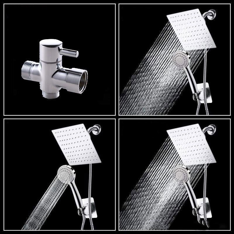 BowLift | High Pressure 8 Inch Shower Set 3-Function Hand Shower Stainless Steel Square Top Light