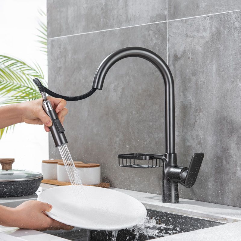 BowLift | Goose Neck Kitchen Sink Faucet Three-Way Flow with Pull-Down Spray Head