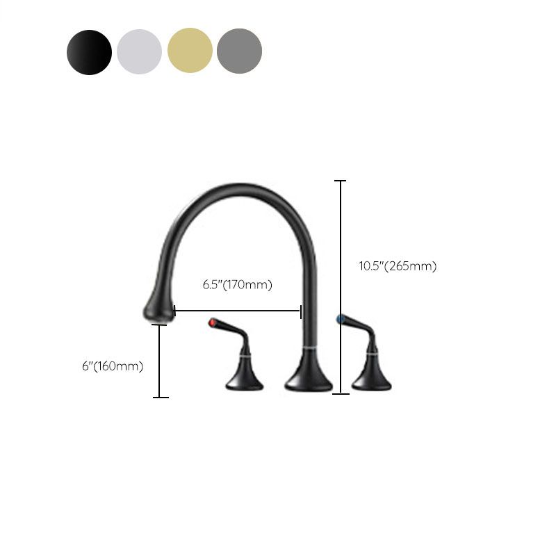 BowLift | Double Handle Tub Filler Deck Mounted High Arc Brass Modern Roman Tub Filler