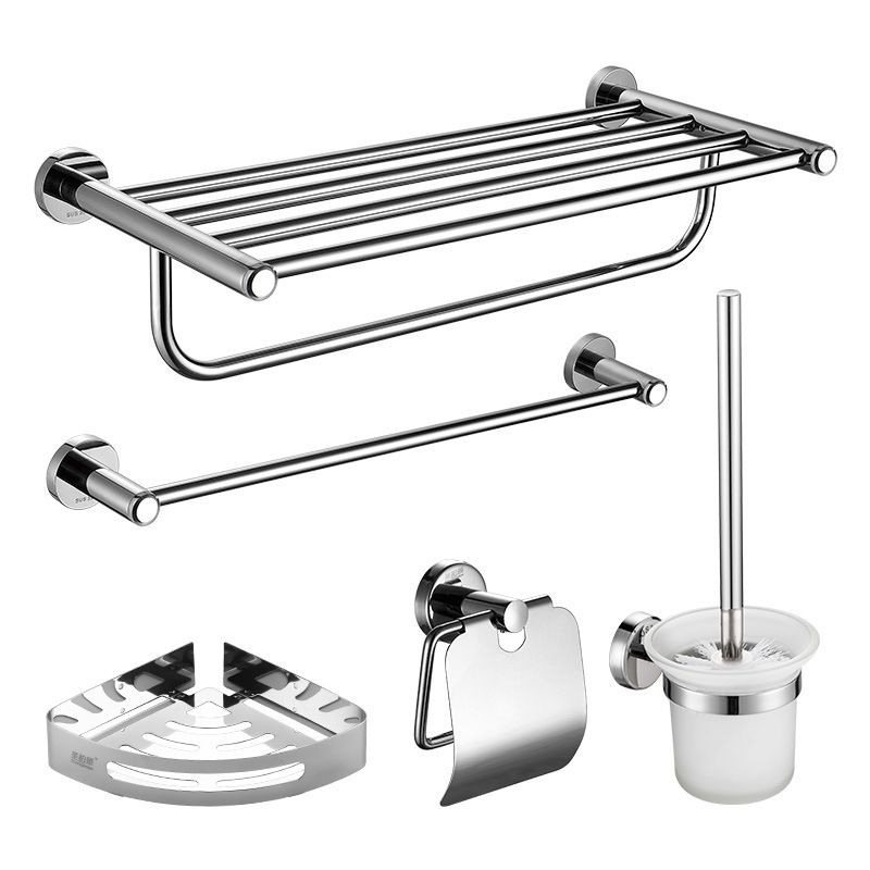 BowLift | Polished Chrome 5-piece modern bathroom accessory set with bathroom shelf