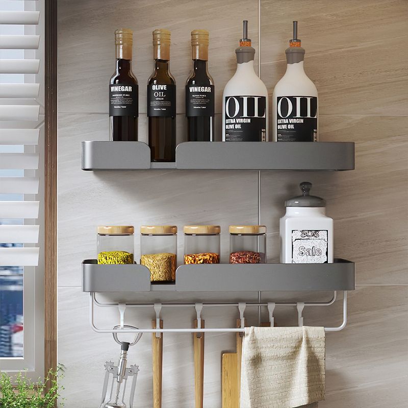 BowLift | 3-piece modern bathroom hardware set aluminum bathroom shelf in gray