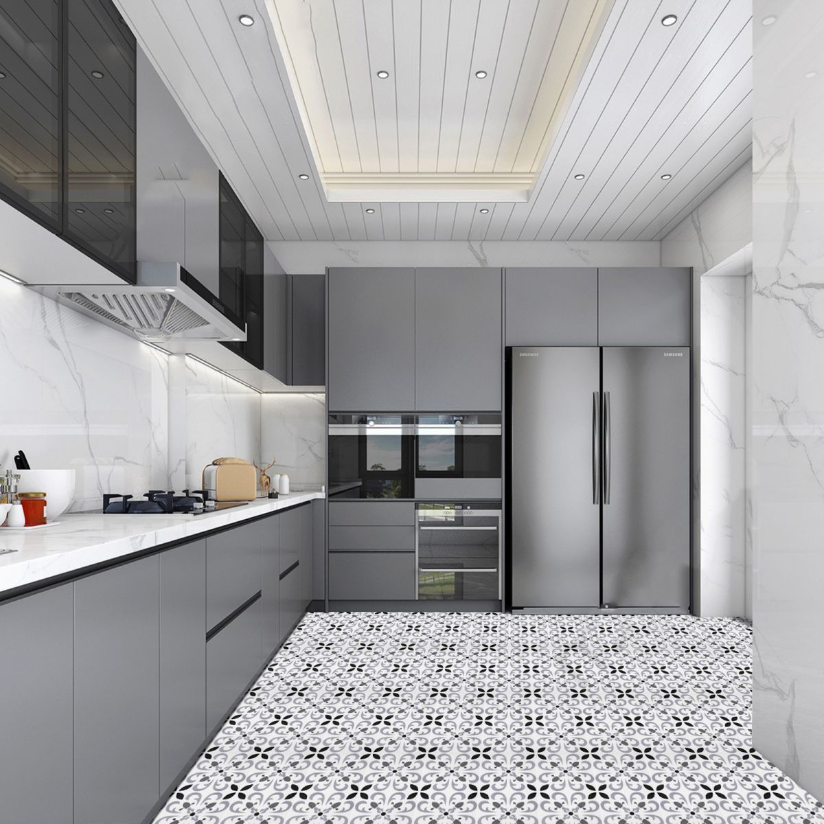 BowLift | Peel & Stick Vinyl Flooring Lightly patterned vinyl flooring with a matte sheen