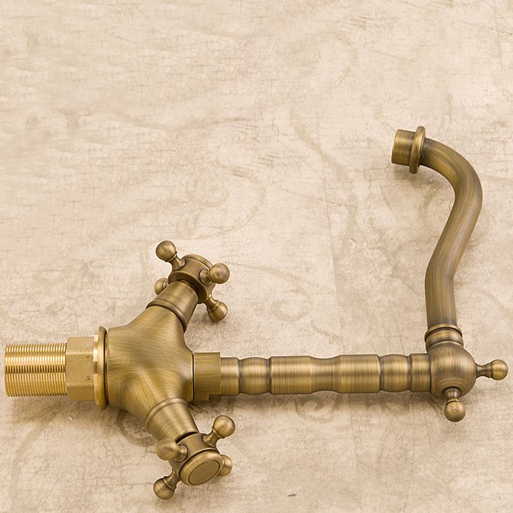 BowLift | Industrial Widespread Bathroom Faucet Cross Handle Medium Sink Faucet