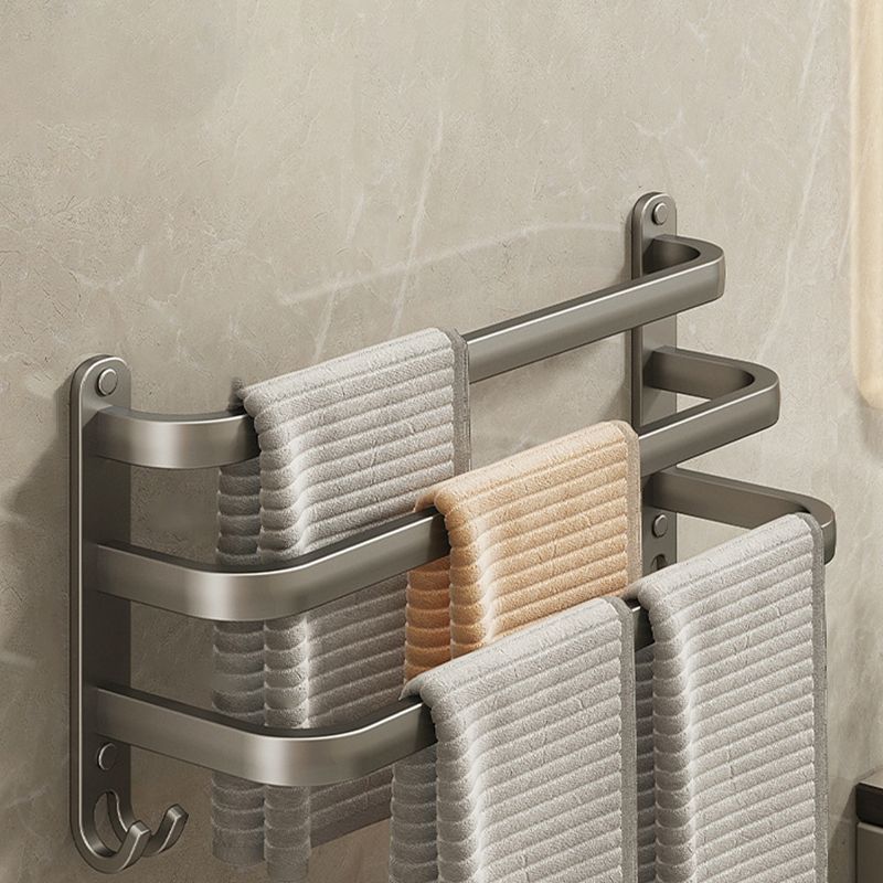 BowLift | 2-piece modern bathroom accessory set made of aluminum matte gray towel bar