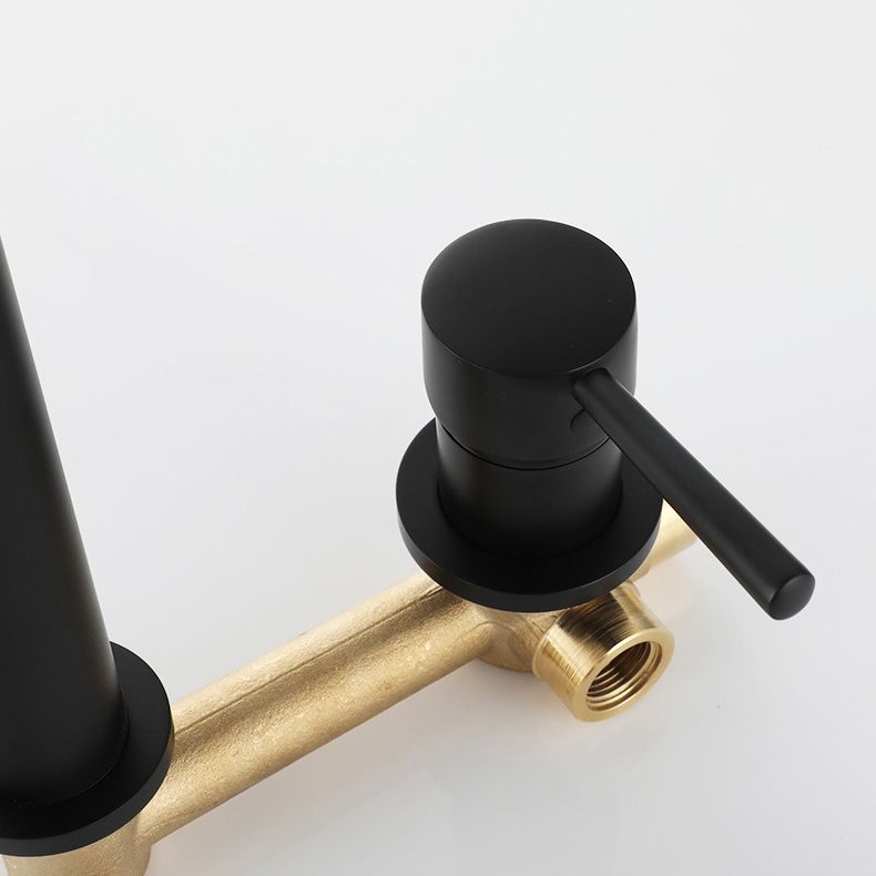 BowLift | Industrial Sink Faucet Brass Lever Handles Low Arc Wall Mounted Bathroom Faucet