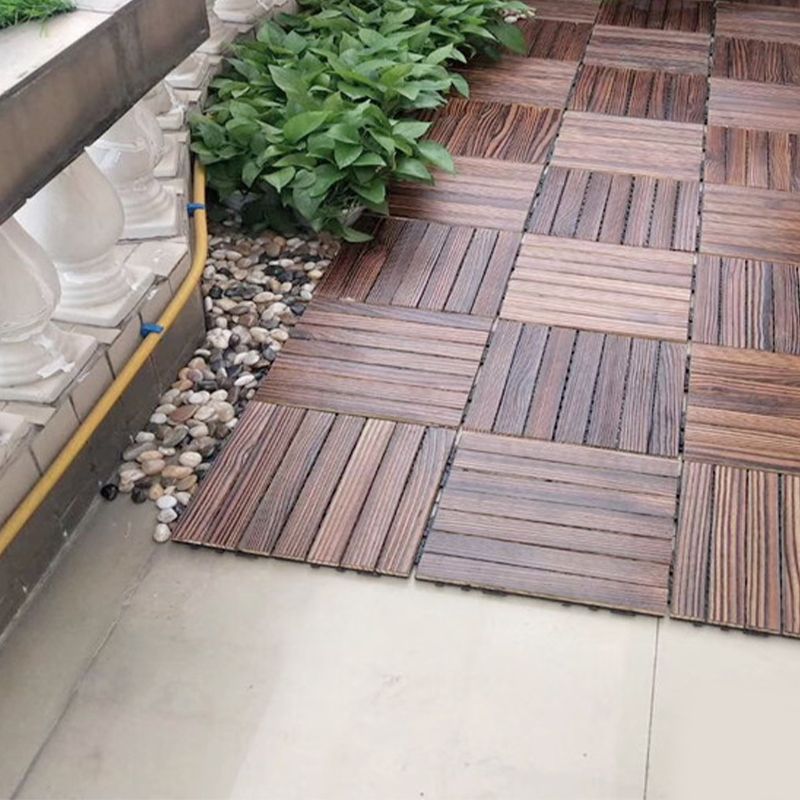 BowLift | Farmhouse square tile floor brown pine wood for patio garden
